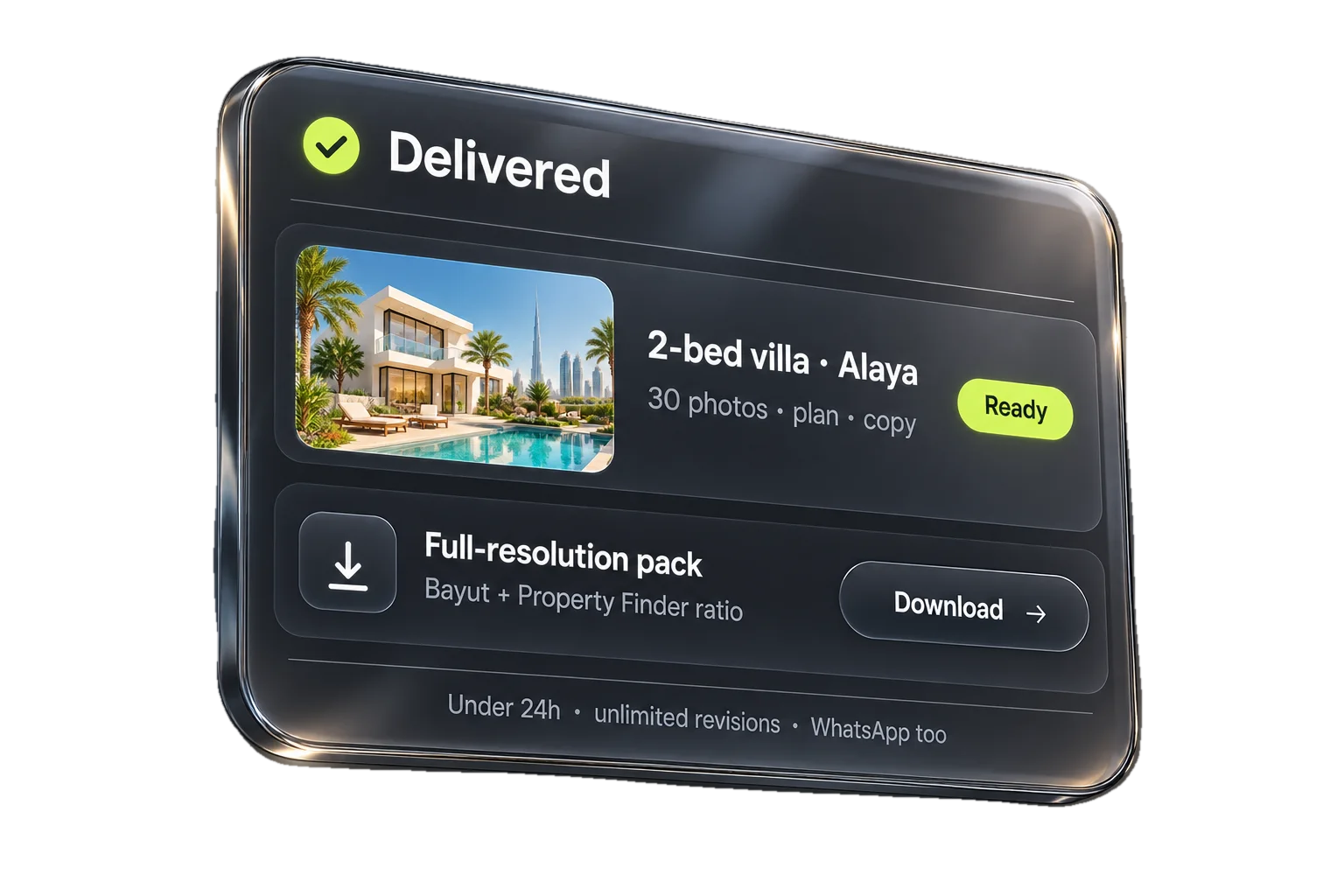 We deliver the listing pack.